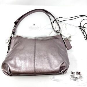Coach Mia Metallic Lilac Leather Convertible Shoulder Bag